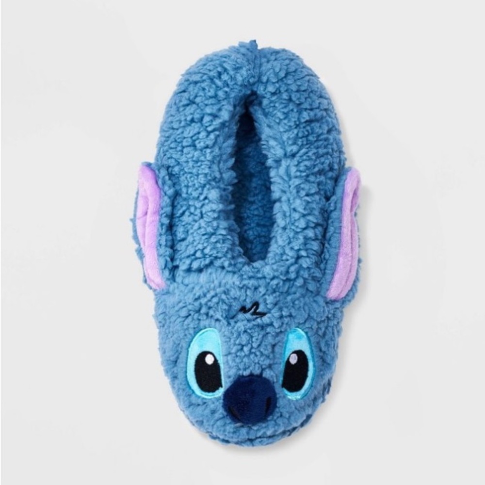 Women's Lilo & Stitch Fluffy Slipper Socks with Grippers - Blue M/L